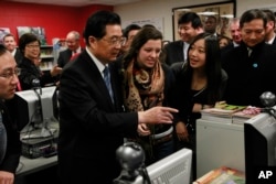 On Jan. 21, 2011, then-Chinese President Hu Jintao visits the The Confucius Institute which is housed at Walter Payton College Preparatory High School in Chicago.
