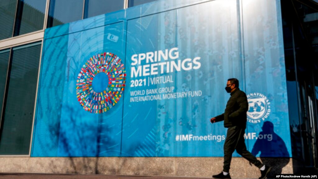 国际货币基金组织２０２１年４月５日在华盛顿总部举行会议。(photo:VOA)
