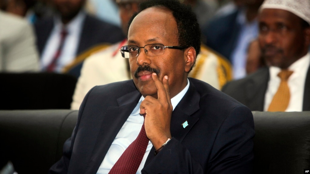 Somalia's President Mohamed Abdullahi Mohamed, also known as Farmajo, attends his inauguration ceremony in Mogadishu, Somalia, Feb. 22, 2017.