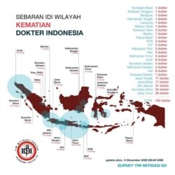 Grafis Sebaran IDI Wilayah Kematian Dokter Indonesia (Grafis: Tim Mitigasi IDI)