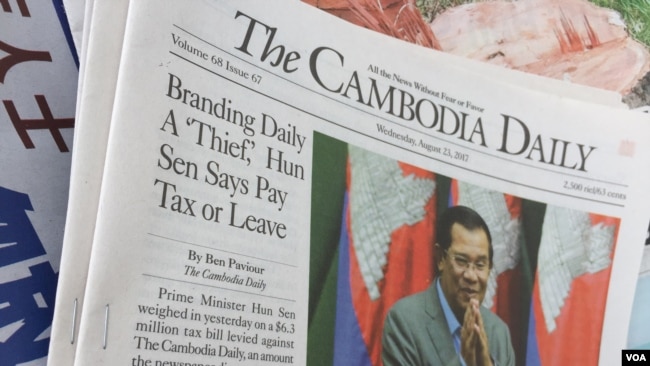 Tờ Cambodia Daily bị buộc phải đóng cửa sau khi được yêu cầu trả khoản thuế nhiều triệu đôla.