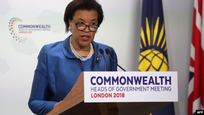 Patricia Scotland, ecrétaire général du Commonwealth, à Londres, le 20 avril 2018.