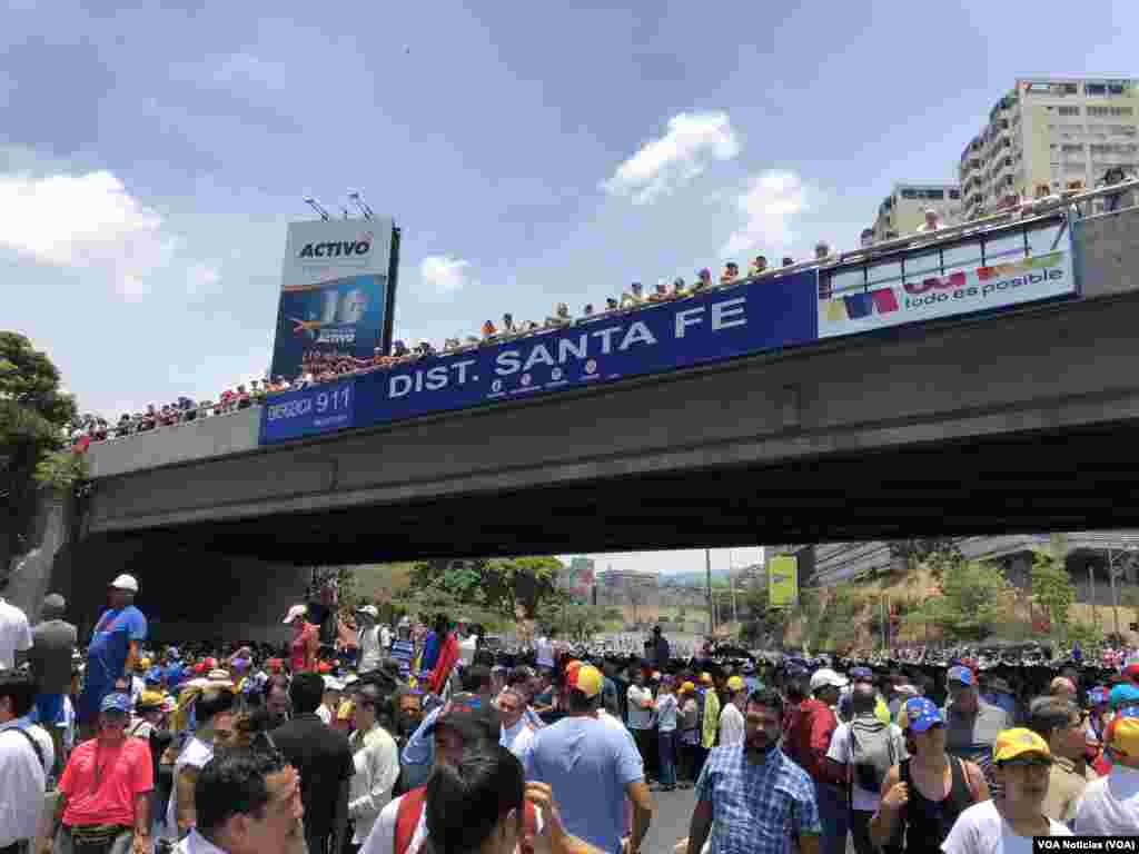 Opponents of Venezuelan President Nicolas Maduro stage a rally on May Day in Caracas, May 1, 2019.