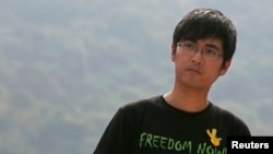 Alex Chow, secretary-general of the Hong Kong Federation of Students, attends a rally at the Chinese University in Hong Kong.