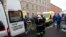 People carry a subway blast victim into an ambulance after explosion at Tekhnologichesky Institut subway station in St. Petersburg, Russia, April 3, 2017. 