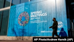 Kantor Dana Moneter Internasional (IMF) di Washington, D.C., 5 April 2021. (AP Photo/Andrew Harnik)