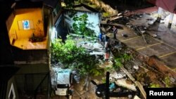 Destrozos causados por inundaciones súbitas después de lluvias intensas en Vila Madalena, Sao Paulo, Brasil el 24 de enero de 2025.