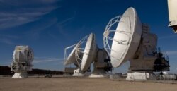 FILE - Radio telescope antennas of the ALMA (Atacama Large Millimeter/submillimeter Array) project, in the Atacama desert, Chile, March 12,2013.