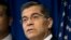 FILE - California Attorney General Xavier Becerra speaks to reporters at the Capitol in Sacramento, Sept. 5, 2017. Becerra says a meeting about social media in Washington on Sept. 25, 2018, that included the U.S. attorney general and a number of his fellow state attorneys general focused on consumer protection and data privacy issues.