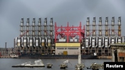 A Turkish-flagged power barge is docked as the country's electrical grid collapsed again on Sunday, according to Cuba's energy and mines ministry, in the latest setback to the government's efforts to restore power to the island, in Havana, Cuba October 17, 2024. 