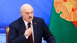 FILE - Belarusian President Alexander Lukashenko speaks during a press conference in Minsk, Belarus, Aug. 9, 2021.