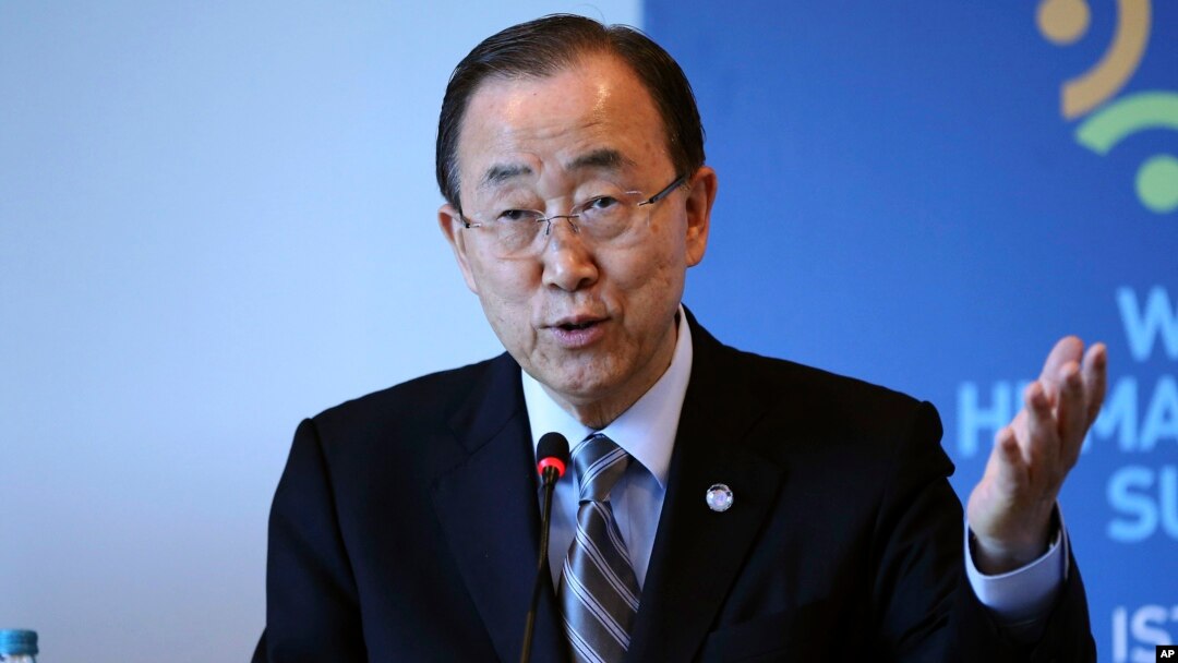 FILE - United Nations Secretary General Ban Ki-moon speaks in Istanbul on May 24, 2016. A diplomatic feud between Saudi Arabia and U.N. Secretary-General Ban Ki-moon is escalating. 