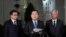 South Korean national security director Chung Eui-yong, center, speaks to reporters at the White House in Washington, March 8, 2018, as intelligence chief Suh Hoon, left and Cho Yoon-je, the South Korea ambassador to United States listen. President Donald Trump has accepted an offer of a summit from the North Korean leader and will meet with Kim Jong Un by May, a top South Korean official said.