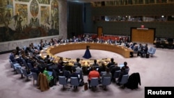 FILE - The United Nations Security Council holds a meeting on the situation in Gaza, at U.N. headquarters in New York City, U.S., October 16, 2024.