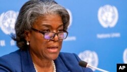 FILE - UAmbassador Linda Thomas-Greenfield, omele ilizwe leMelika kunhlanganiso yamazwe omhlaba wonke jikelele.