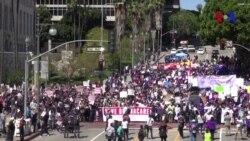 Protesta en Los Angeles contra la revocación de Obamacare