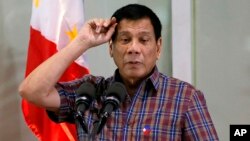 FILE - Philippine President Rodrigo Duterte, Pasay city, south of Manila, Philippines, Aug. 31, 2016.