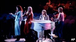 Abba performing at United Nations General Assembly, Tuesday evening, January 9, 1979 in New York, during taping of NBC-TV Special, 'The Music for UNICEF concert.'