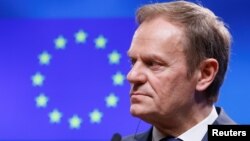 Para pemimpin Eropa secara mayoritas memilih kembali Donald Tusk sebagai Presiden Uni Eropa, hari Kamis (9/3).