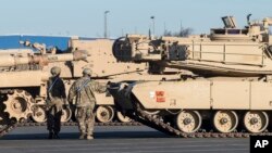 US Tanks were unloaded in Bremerhaven, northern Germany, Jan. 6, 2017. 