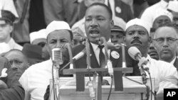 FILE: Dr. Martin Luther King Jr., head of the Southern Christian Leadership Conference, addresses marchers during his "I Have a Dream" speech at the Lincoln Memorial in Washington D.C. Aug. 28, 1963. (AP Photo)
Forma