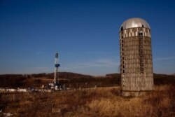 FILE - A natural gas well is drilled in a rural field near Canton in Bradford County, Pennsylvania, Jan. 7, 2012. Bradford County was at ground zero for fracking the Marcellus shale in the northeastern United States.
