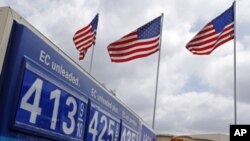 Prices at a US gasoline station (file)