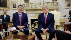 US President Donald Trump and China's President Xi Jinping meet at the White House in Washington, D.C.
