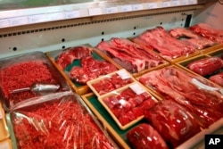 Domestically produced Chinese beef is on sale at a supermarket in Beijing, May 12, 2017.