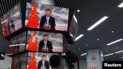 시진핑 중국 국가주석 연설이 관영 CCTV 영상으로 송출되고 있다. (자료사진)
