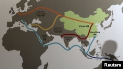A Map shows China's "Belt and Road" megaproject at the Asian Financial Forum in Hong Kong, last year