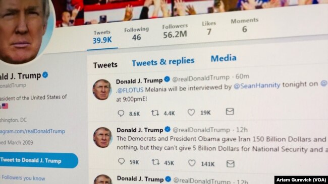 Tài khoản Twitter của ông Donald Trump