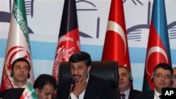 President Mahmoud Ahmedinejad of Iran speaks during the meeting of the Economic Cooperation Organization, in Istanbul, Turkey, 23 Dec 2010