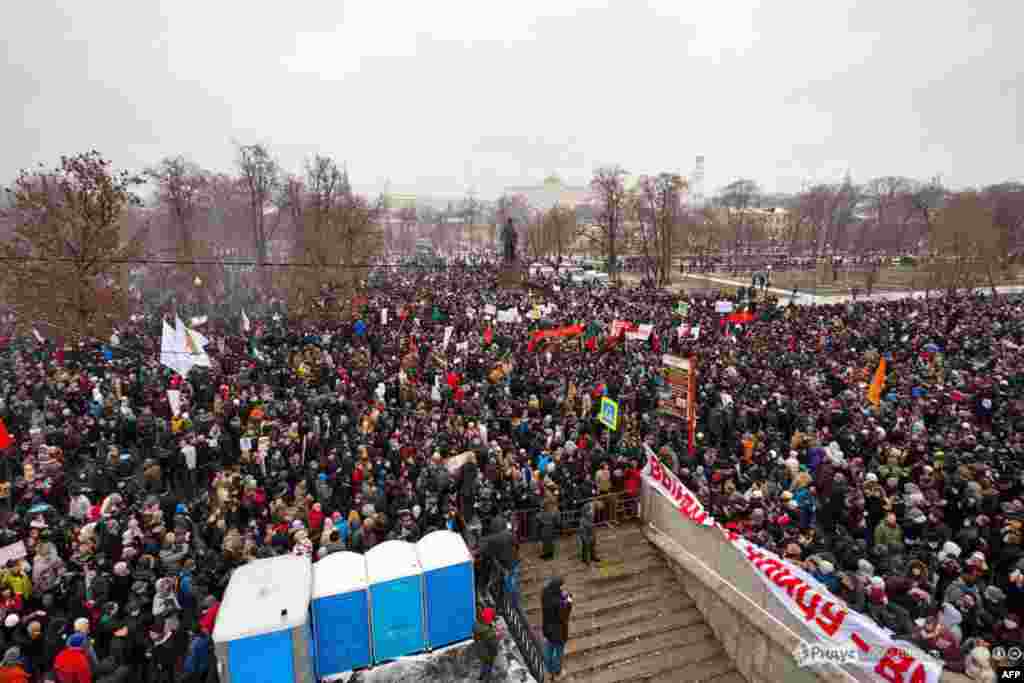 Московский митинг: «За честные выборы» с вертолета