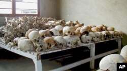 Crânes de victimes du génocide à l'Ecole Technique de Murambi, Rwanda