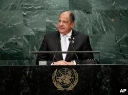 El presidente de Costa Rica en su último discurso a la Asamblea General de la ONU en Nueva York. Sep. 19 de 2017.