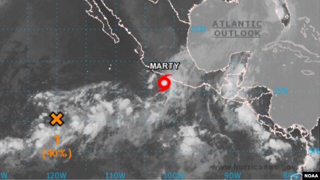Posición del huracán Marty en la madrugada de este martes. [Foto: Centro Nacional de Huracanes de EE.UU.].