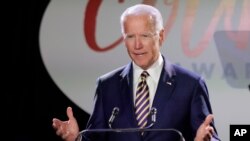 FILE - Former Vice President Joe Biden speaks at the Biden Courage Awards, March 26, 2019, in New York. 