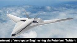 یک طراحی از هواپیمای برقی آینده‌ که با سوخت هیدوژن کار کند. عکس از کالج مهندسی هوافضایی دانشگاه ایلینوی آمریکا