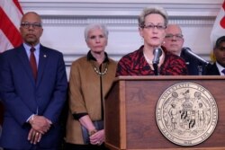 Maryland State Superintendent Karen Salmon announces the closing of Maryland public schools in response to the coronavirus during a news conference in Annapolis, Md.,on March 12, 2020.