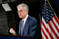 Federal Reserve Chair Jerome Powell speaks during a news conference to discuss an announcement from the Federal Open Market Committee, in Washington, March 3, 2020.