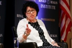 FILE - Supreme Court Justice Sonia Sotomayor speaks during a panel discussion celebrating Sandra Day O'Connor, the first woman to be a Supreme Court Justice, Sept. 25, 2019, at the Library of Congress in Washington.