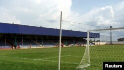 FILE - The stadium in Buye, north of Burundi's capital, Bujumbura, is seen in this picture taken May 1, 2015. 