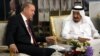 FILE - Turkey's President Recep Tayyip Erdogan, left, meets with Saudi King Salman, right, in Jiddah, Saudi Arabia, July, 23, 2017.