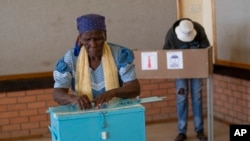 An elderly woman votes in Botswana's general elections in Moshupa, some 45kms (30 miles) West of Gaborone, Wednesday, Oct. 23, 2019.