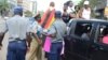 Zimbabwe Police blocking protesters in Harare recently. (Photo: Mavis Gama)
