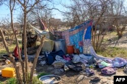 A tent is pictured at a makeshift camp for Islamic State members and their families in Baghuz, in the eastern Syrian province of Deir el-Zour, March 9, 2019.