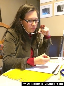 Maru Mora Villalpando, shown in an interview with a U.S. media outlet, leads the Northwest Detention Center Resistance project. It aims to end immigrant detention and deportation.