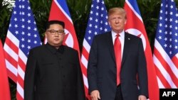 Shugaban Koriya ta Arewa Kim Jong Un da Shugaban Amurka Donald Trump a Singapore inda suka yi taron da ya shiga tarihi