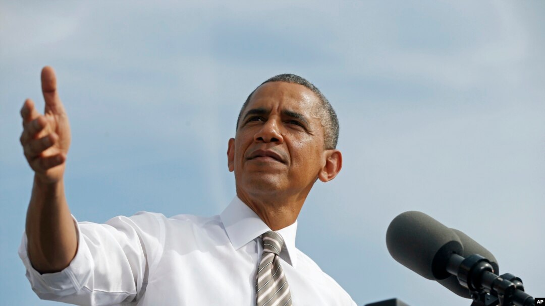 Presiden Barack Obama berbicara mengenai penghentian operasi pemerintah AS dalam kunjungan ke Maryland (3/10).